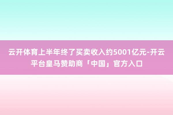 云开体育上半年终了买卖收入约5001亿元-开云平台皇马赞助商「中国」官方入口