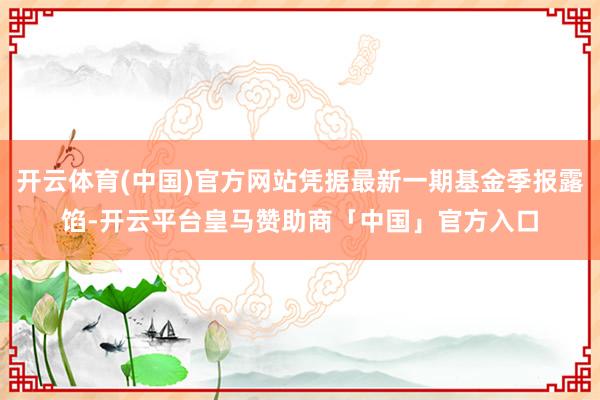 开云体育(中国)官方网站凭据最新一期基金季报露馅-开云平台皇马赞助商「中国」官方入口