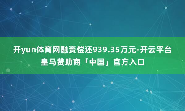 开yun体育网融资偿还939.35万元-开云平台皇马赞助商「中国」官方入口