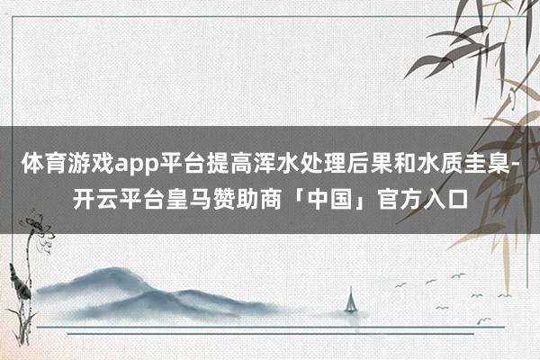 体育游戏app平台提高浑水处理后果和水质圭臬-开云平台皇马赞助商「中国」官方入口