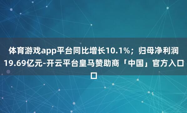 体育游戏app平台同比增长10.1%；归母净利润19.69亿元-开云平台皇马赞助商「中国」官方入口